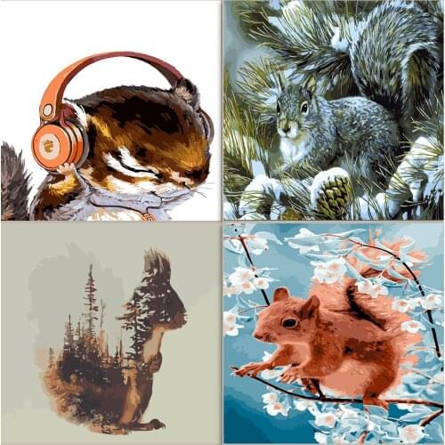 Lovely Squirrel Digital Oil painting DIY Coloring Acrylic Paint On Canvas Paint By Numbers For Adults For Home Decor