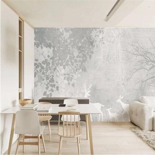 Milofi custom 3D wallpaper mural Nordic modern hand-painted abstract art leaf plant forest bedroom living room background wall