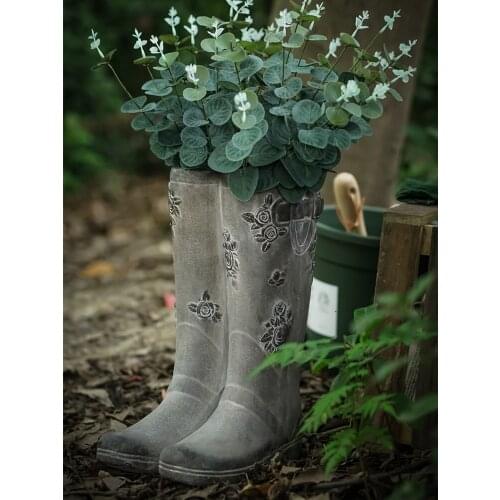 Rain shoes flowerpot cement retro landing creative flower Art boots decor indoor living room garden bucket funny gift CL31510