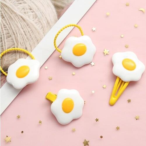 New Kawaii Egg Hair Clip Cute Fashion Hair Ties Hairpins Elastic Ponytail Holder Accessories for Kids Girls Women