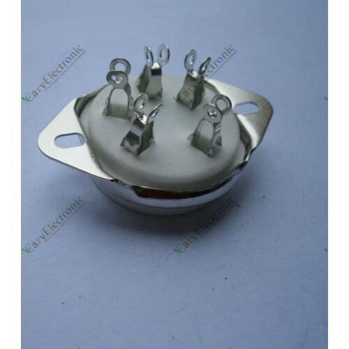 Wholesale and retail 20pcs 5pin New Silver Ceramic Tube Sockets top mount for vaccum tube 807 Valve free shipping