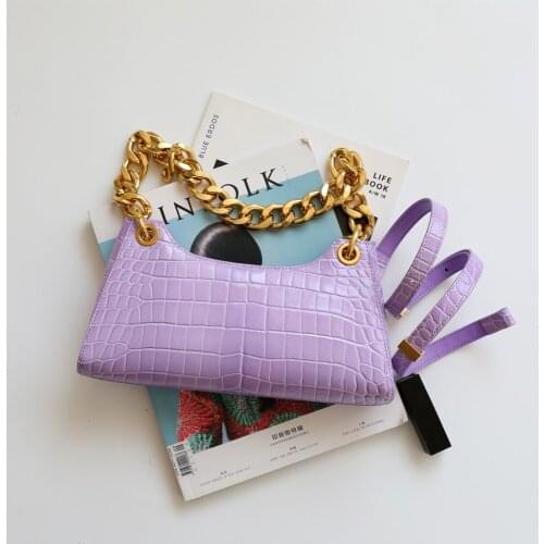 OUSSON 2021New Design Leather Baguette Bag Exquisite Female Retro Underarm Bag One Shoulder Bag