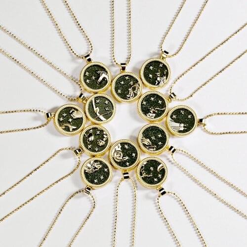 2020 Hot Sale 12 Constellation Zodiac Sign Necklace Charm Gold Chain Aries Leo Pendant Chokers Women Men Collar Jewelry Dropship