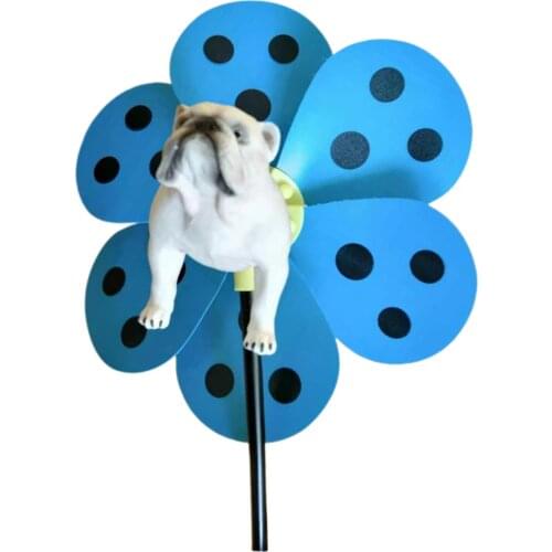 Plastic Windmill Bulldog Wind Spinner Pinwheel Garden Decor Stake Wind Sculpture Statue Yard Lawn Decoration Ornament