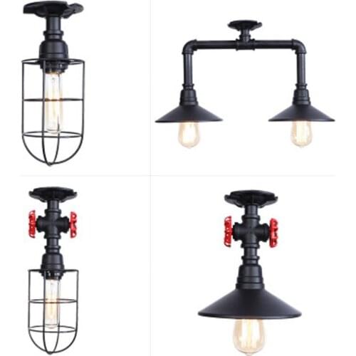 Pipe ceiling lamp Nordic retro industrial style creative bedroom living room iron ceiling lamp