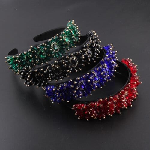 Baroque Headband Luxury Green Crystal Shining Rhinestone Sun Flower Fashion Bridal Hair Dance Street Shooting For Women 305