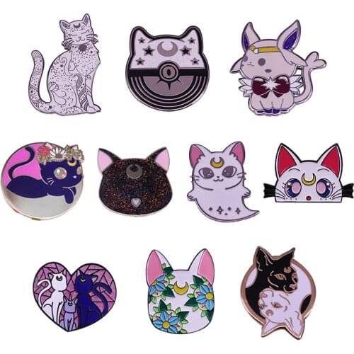 Pretty Guardian Kawaii Usagi Bunny Cat Enamel Pin Brooch Cute Anime Animal Jewelry