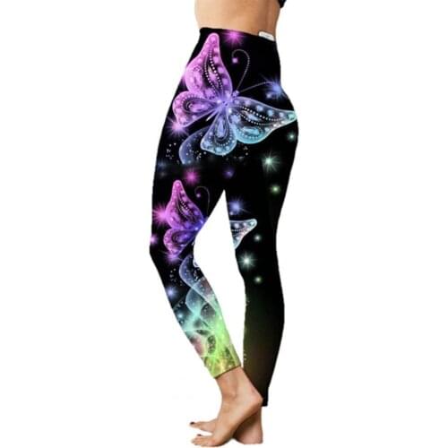 Plus Size Women Pants Casual Butterfly Print Hip Lift High Waist Stretchy Skinny Leggings Trousers Fashion Pencil Pants