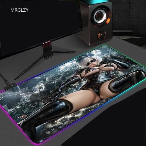 RGB Gaming Mouse Pad Computer Gamer Mousepad Nier Automata Rubber No-slip Mouse Mat Big Mause Pad PC Laptop Keyboard Desk Carpet