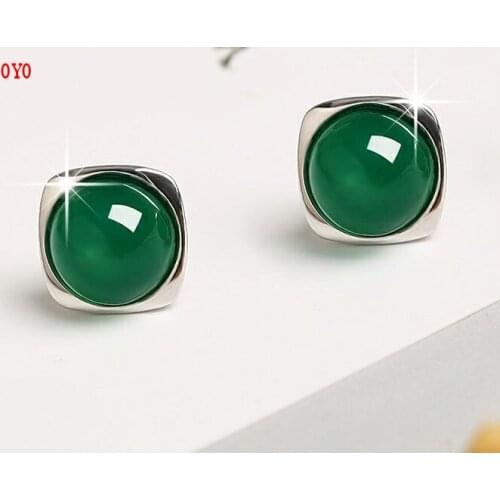 2021 new S925 sterling silver inlaid agate earrings