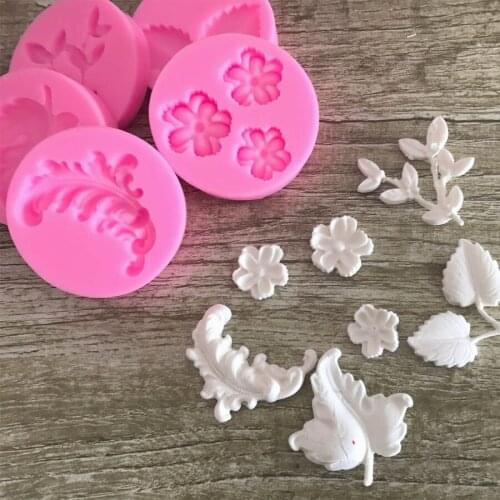 Many Leaf Flower Shape Flip Sugar Cake Silicone Mold DIY Baking Grinder X175