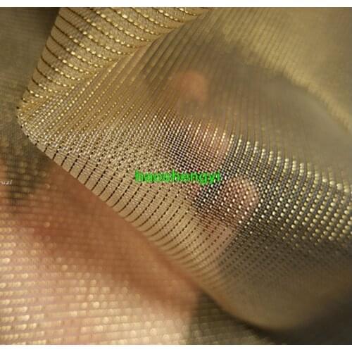 High quality golden glare stiff metal node polyester mesh garment fabric/half price