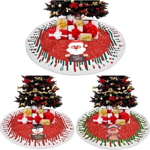 78CM Christmas Tree Skirt Red Xmas Tree Ornaments Floor Cover Cartoon Santa Claus Elk Snowman Christmas Decoration New Year 2022