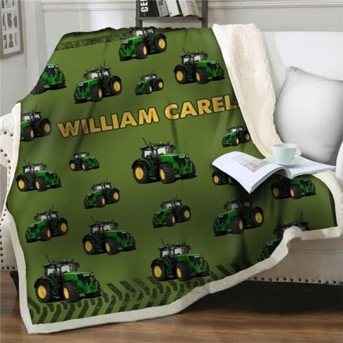 Green Tractor Blankets For Beds Sofa Thick Plush Sherpa Weighted Blanket soft Warm Bedspreads Travel Throw Blanket Home textiles