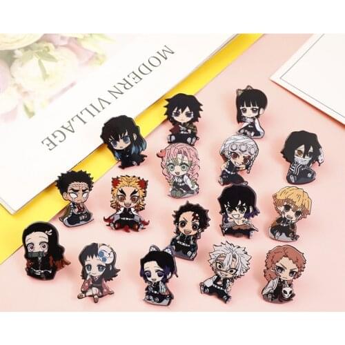 Popular Japanese Anime Demon Slayer Cartoon Characters Brooch Anime Accessories Acrylic Badges For Backpack Tote Decoration