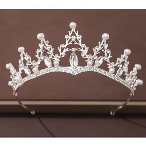 Fashion Silver Color Diadem Crystal Rhinestone Crown Women Hair Jewelry Bridal Wedding Princess Tiara Hair Accessories Headpiece