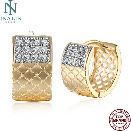 INALIS Romantic Champagne Gold Plated Clip Earrings For Women Cubic Zirconia Female Earring Anniversary Fashion Jewelry Best