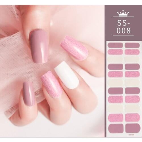 1PCS Pink Nail Stickers Colorful Nail Art Self Adhesive Manicure Decoration Nail Wraps Nail Accessories Stickers for Nails Girls