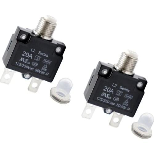 2pcs 20A Circuit Breaker Overload Protector Switch Fuse Resettable 125/250V