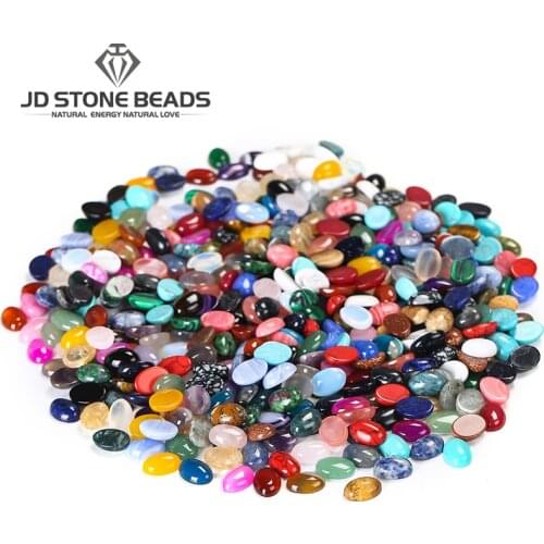 Oval Shape CAB Cabochons Mixed Color Flat Back Ring Gifts Gemstone Accessories 15pcs A Lot Stone Beads