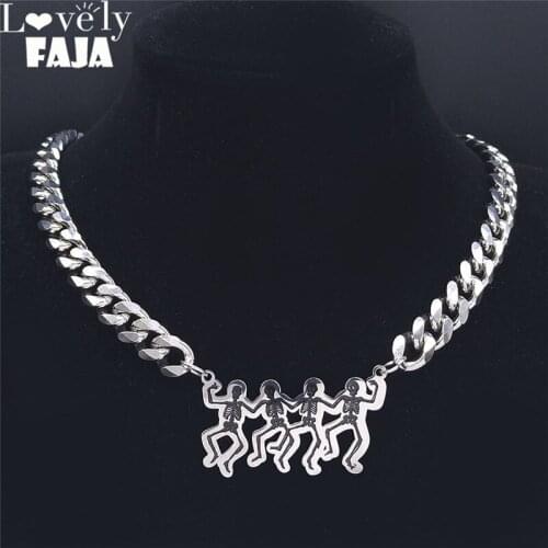 2021 New Gothic Punk Skull Stainless Steel Choker Necklace for Women/Men Chain Necklaces Jewelry collier gothique NXS03