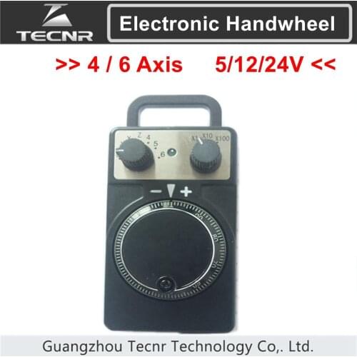 4 6 Axis MPG Pendant Handwheel manual pulse generator 5V 12V 24V for cnc router machine TECNR