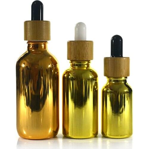 468pcs*15ml childproof dropper 1oz electroplating 1oz 30ml gold bottles glass eliquid bottle with bamboo cap