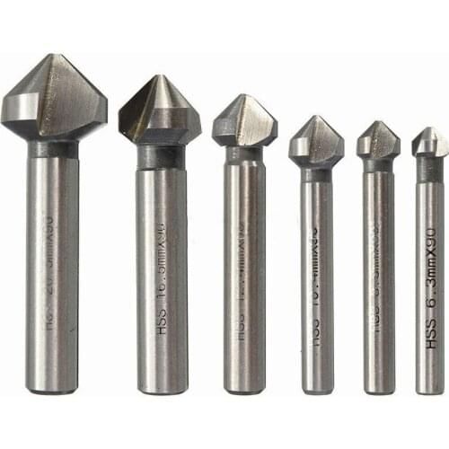 6pcs/set 6.3-20.5mm 90 Degrees HSS Countersink DIY Drill Bit Wood Steel Aluminum Tool