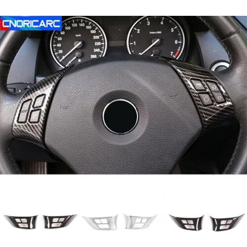 Car Styling Carbon Fiber Steering Wheel Buttons Decoration Cover Trim Sticker For BMW E90 X1 E84 2010-13 lnterior Accessories
