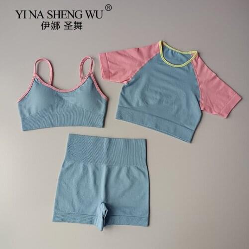 3Pcs Seamless Womens Sportswear Yoga Set Workout Clothes Athletic Wear Sports Gym Legging Fitness Bra Top Long Sleeve Yoga Suit