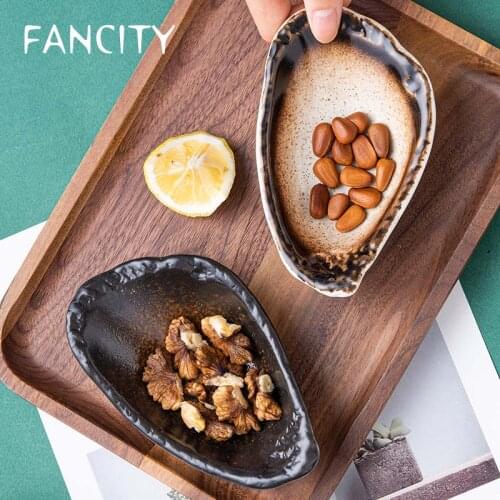 FANCITY Seasoning dish household ceramic dish Japanese soy sauce dish vinegar dish dipping tableware cute creative bean dish sma