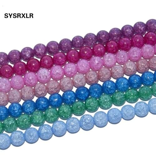 Natural Stone Beads Colorful Snow Cracked Quartz Crystal Beads Spacer Beads For Jewelry Making Charm DIY Bracelet 6 8 10 12 MM