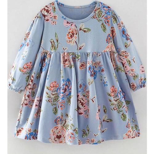 Infant Kids 100% Knitted Cotton Princess Doll Dresses for Girls one-piece Dress Brand Long Sleeve Baby Girl Clothes Tops Flowers