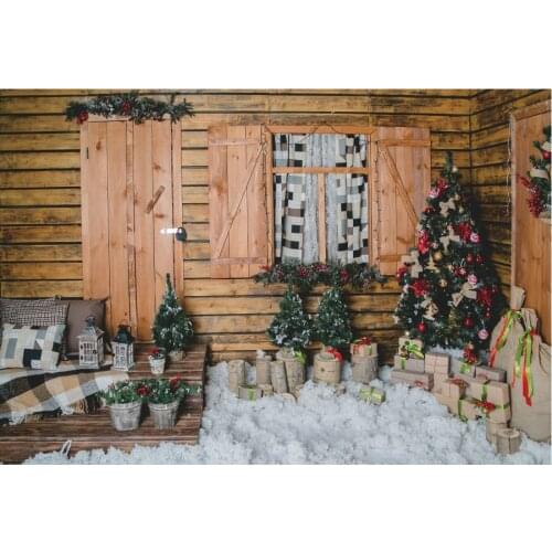Christmas Decor Backdrop Christmas Tree Potted Wood Board Background New Year Xmas Party Decoration Newborn Portrait Photo Booth