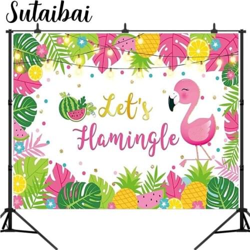 Flamingo Birthday Backdrop for Party Summer Tropical Lets Flamingle Photography Background Pool Aloha Hawaiian Luau Beach Decor