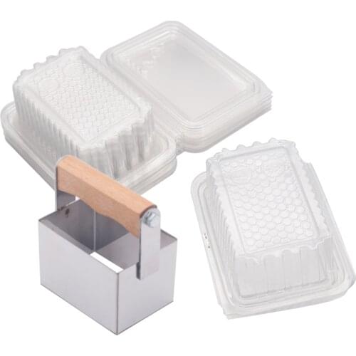 Stainless Steel Honey Comb Square Cutter 6CM*9CM with10Pcs Honeycomb Square Box Honeycomb Cutter and Package