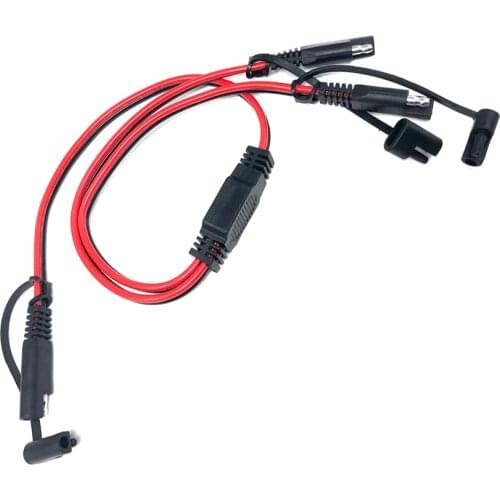 Heavy Duty SAE to SAE Cable SAE Power Automotive Adapter Cable 1 to 2 SAE Splitter Cable with Dust Cover 14AWG 60cm Harness