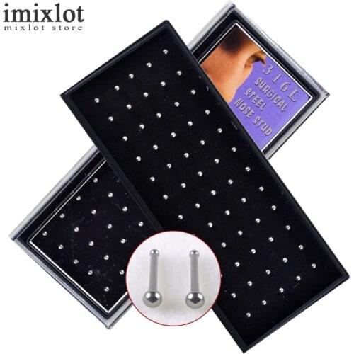 Imixlot 60Pcs/Set Stainless Steel Ball Bead Piercing Nose Ring Bulk Bone Straight Stud Piercings Ring For Women Body Jewelry