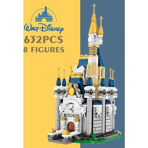 New 632PCS Disney Castle 8 Figures 8in1 Mickey Minnie Donald Duck Castle Friends Girls Model Building Blocks Bricks Toy Kid Gift