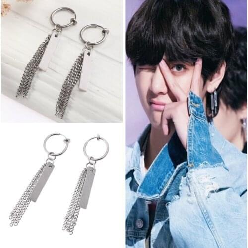 KPOP DNA Stud Earrings Punk Fashion Tassel Earrings Stainless Steel jewelry for men women bangtan V Fans