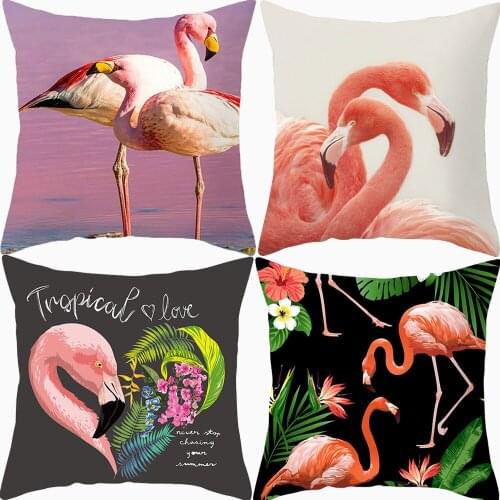 Beautiful Flamingo Printing Animals Cushion Cover Home Decor Tropical Plants Pattern Cushions Pillowcase Child Room Decoration