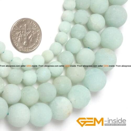 Natural Stone Pure Amazonite Frost Matte Round Accessories Beads For Jewelry Making Strand 15 inch DIY Jewelry Bead For Gifts