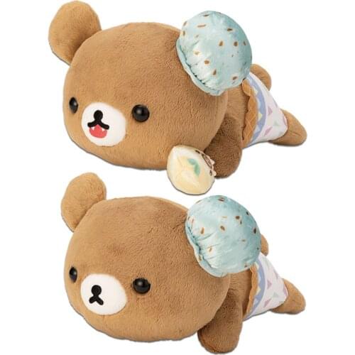 Cute Rilakkuma Ice Cream Korilakkum Chairoikoguma Bear Laydown Plush Toy 32cm Stuffed Animals Kids Dolls Children Baby Gifts