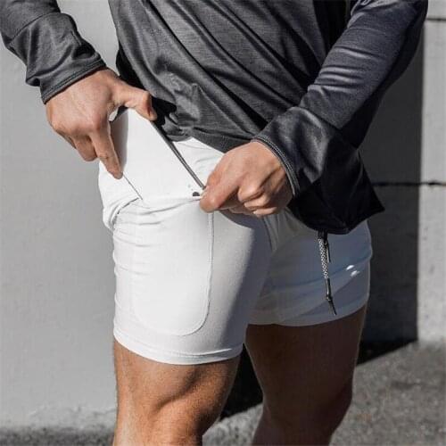 Mens 2 in 1 Running Shorts Men Sports Tights Shorts Quick Dry Training Exercise Joggers Gym Shorts Built-in Security pocket