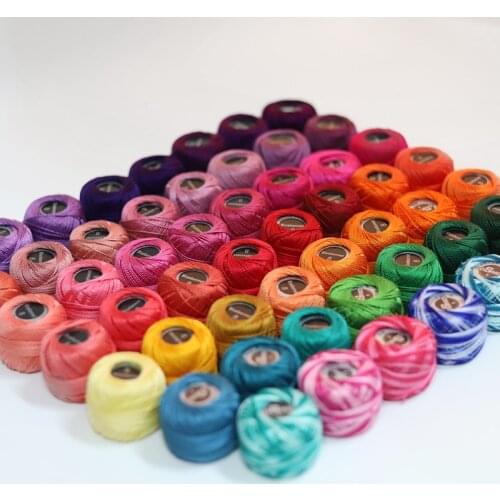50 colors Pearl Cotton Embroidery Thread Size 8 Crochet needlepoint 5 grams double mercerized 100% Egyptian cotton 40 meter ball