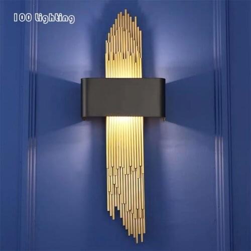 New Parlor Wall Sconce LED Bulb Golden Tube Bedroom Bathroom Wall Lamp Art Loft Decoration Atmosphere Wall light 110-240V