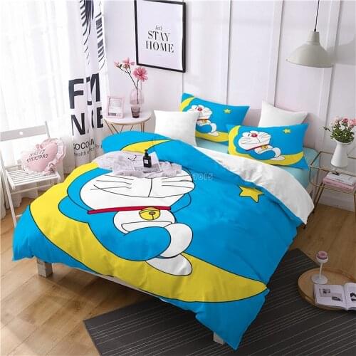 Popular Anime Doraemon 3d Bedding Set Duvet Cover Set Pillowcase Bed Linen Comforter Cover Bedclothes Bed Linen Free Shipping