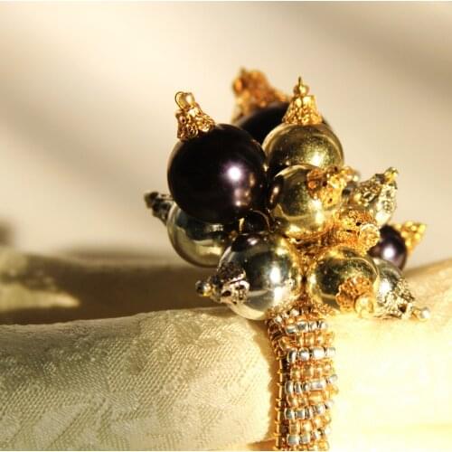 Qn19010901 free shipping pearl napkin ring wedding holiday decoration , wholesale napkin holder 12 pcs