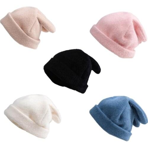 Rabbit Ears Hat Women Autumn And Winter Knitted Wool Hat Winter Warm Korean Version Of Japanese Hat Rabbit Ears Hat