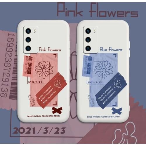 Art Stitching Daisy Phone Case For Huawei P40 P40Lite P30 P20 Mate 40 40Pro 30 20 Pro Lite P Smart 2021 Y7a Silicone Cover